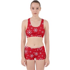 Christmas Seamless With Snowflakes Snowflake Pattern Red Background Winter Work It Out Gym Set by Vaneshart