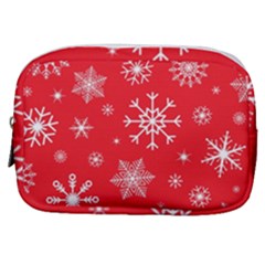 Christmas Seamless With Snowflakes Snowflake Pattern Red Background Winter Make Up Pouch (small) by Vaneshart