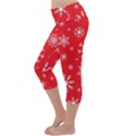 Christmas Seamless With Snowflakes Snowflake Pattern Red Background Winter Lightweight Velour Capri Yoga Leggings View2