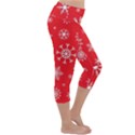 Christmas Seamless With Snowflakes Snowflake Pattern Red Background Winter Lightweight Velour Capri Yoga Leggings View3