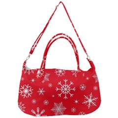 Christmas Seamless With Snowflakes Snowflake Pattern Red Background Winter Removal Strap Handbag by Vaneshart