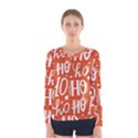 Ho Ho Ho Lettering Seamless Pattern Santa Claus Laugh Women s Long Sleeve Tee View1