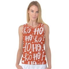 Ho Ho Ho Lettering Seamless Pattern Santa Claus Laugh Women s Basketball Tank Top by Vaneshart