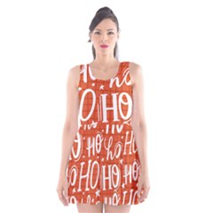 Ho Ho Ho Lettering Seamless Pattern Santa Claus Laugh Scoop Neck Skater Dress by Vaneshart