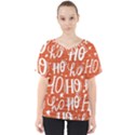 Ho Ho Ho Lettering Seamless Pattern Santa Claus Laugh V-Neck Dolman Drape Top View1