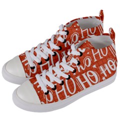 Ho Ho Ho Lettering Seamless Pattern Santa Claus Laugh Women s Mid-top Canvas Sneakers by Vaneshart