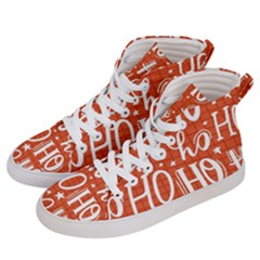 Ho Ho Ho Lettering Seamless Pattern Santa Claus Laugh Men s Hi-top Skate Sneakers by Vaneshart