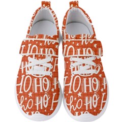 Ho Ho Ho Lettering Seamless Pattern Santa Claus Laugh Men s Velcro Strap Shoes by Vaneshart