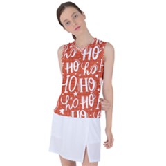 Ho Ho Ho Lettering Seamless Pattern Santa Claus Laugh Women s Sleeveless Sports Top by Vaneshart