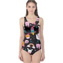 Colorful Funny Christmas Pattern Merry Xmas One Piece Swimsuit View1