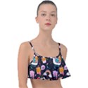 Colorful Funny Christmas Pattern Merry Xmas Frill Bikini Top View1