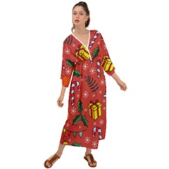 Colorful Funny Christmas Pattern Grecian Style  Maxi Dress