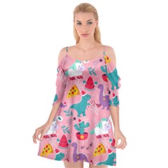 Colorful Funny Christmas Pattern Ho Ho Ho Cutout Spaghetti Strap Chiffon Dress by Vaneshart