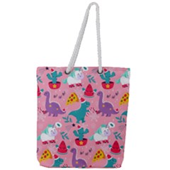 Colorful Funny Christmas Pattern Ho Ho Ho Full Print Rope Handle Tote (large) by Vaneshart