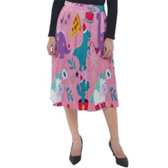 Colorful Funny Christmas Pattern Ho Ho Ho Classic Velour Midi Skirt  by Vaneshart