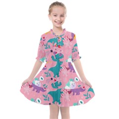 Colorful Funny Christmas Pattern Ho Ho Ho Kids  All Frills Chiffon Dress by Vaneshart