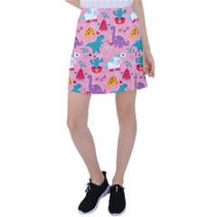 Colorful Funny Christmas Pattern Ho Ho Ho Tennis Skirt by Vaneshart