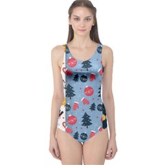 Christmas Pattern Collection Flat Design One Piece Swimsuit by Vaneshart