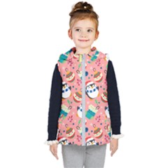 Hand Drawn Christmas Pattern Collection Kids  Hooded Puffer Vest by Vaneshart