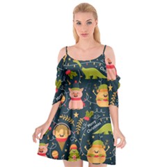 Colorful Funny Christmas Pattern Merry Christmas Xmas Cutout Spaghetti Strap Chiffon Dress by Vaneshart