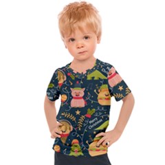 Colorful Funny Christmas Pattern Merry Christmas Xmas Kids  Sports Tee