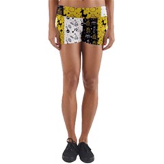 Black Golden Christmas Pattern Collection Yoga Shorts by Vaneshart