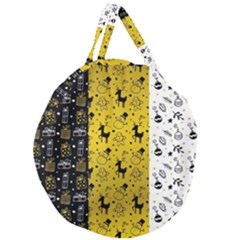 Black Golden Christmas Pattern Collection Giant Round Zipper Tote by Vaneshart