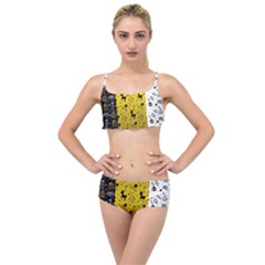 Black Golden Christmas Pattern Collection Layered Top Bikini Set by Vaneshart