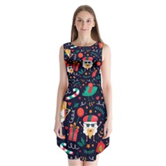 Colorful Funny Christmas Pattern Cute Cartoon Sleeveless Chiffon Dress   by Vaneshart