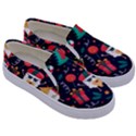 Colorful Funny Christmas Pattern Cute Cartoon Kids  Canvas Slip Ons View3