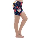 Colorful Funny Christmas Pattern Cute Cartoon Lightweight Velour Yoga Shorts View3