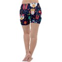 Colorful Funny Christmas Pattern Cute Cartoon Lightweight Velour Yoga Shorts View4