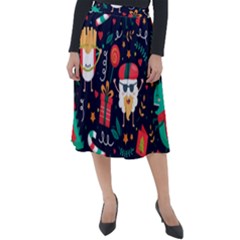 Colorful Funny Christmas Pattern Cute Cartoon Classic Velour Midi Skirt  by Vaneshart