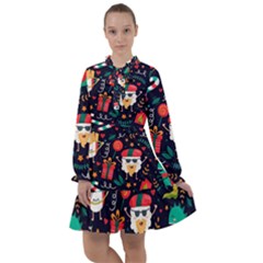 Colorful Funny Christmas Pattern Cute Cartoon All Frills Chiffon Dress