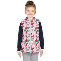 Colorful Funny Christmas Pattern Santa Claus Kids  Hooded Puffer Vest by Vaneshart