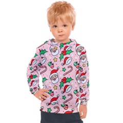 Colorful Funny Christmas Pattern Santa Claus Kids  Hooded Pullover