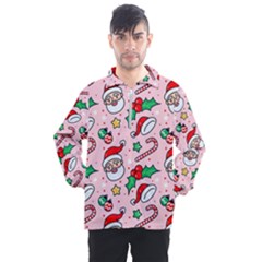 Colorful Funny Christmas Pattern Santa Claus Men s Half Zip Pullover by Vaneshart