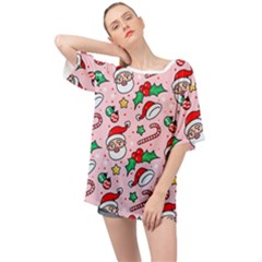 Colorful Funny Christmas Pattern Santa Claus Oversized Chiffon Top by Vaneshart