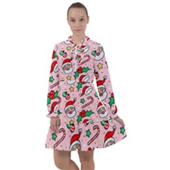 Colorful Funny Christmas Pattern Santa Claus All Frills Chiffon Dress by Vaneshart