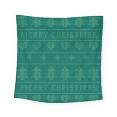 Beautiful Knitted Christmas Pattern Green Square Tapestry (small) by Vaneshart