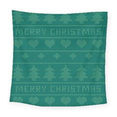 Beautiful Knitted Christmas Pattern Green Square Tapestry (large) by Vaneshart