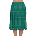 Beautiful Knitted Christmas Pattern Green Velvet Flared Midi Skirt View2