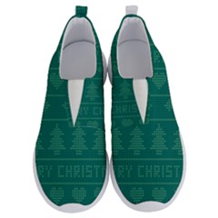 Beautiful Knitted Christmas Pattern Green No Lace Lightweight Shoes by Vaneshart