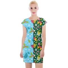 Flat Design Christmas Pattern Collection Cap Sleeve Bodycon Dress by Vaneshart