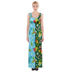 Flat Design Christmas Pattern Collection Thigh Split Maxi Dress by Vaneshart