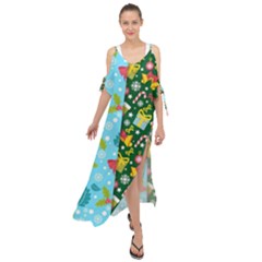 Flat Design Christmas Pattern Collection Maxi Chiffon Cover Up Dress by Vaneshart