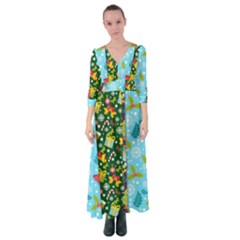 Flat Design Christmas Pattern Collection Button Up Maxi Dress by Vaneshart