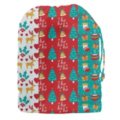 Funny Christmas Pattern Hohoho Drawstring Pouch (3xl) by Vaneshart