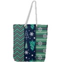 Flat Design Christmas Pattern Set Full Print Rope Handle Tote (Large) View1