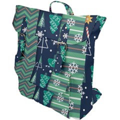 Flat Design Christmas Pattern Set Buckle Up Backpack by Vaneshart